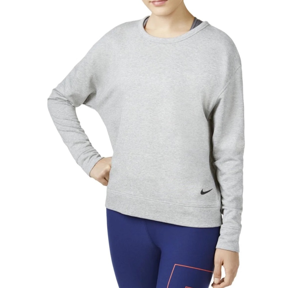 Nike DRI-Fit Gray Crew Neck Sweater Soft Knit Relaxed Fit - Picture 7 of 7